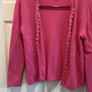 Monsoon Pink Cardigan with Embellished Trim, lambswool,‎ angora